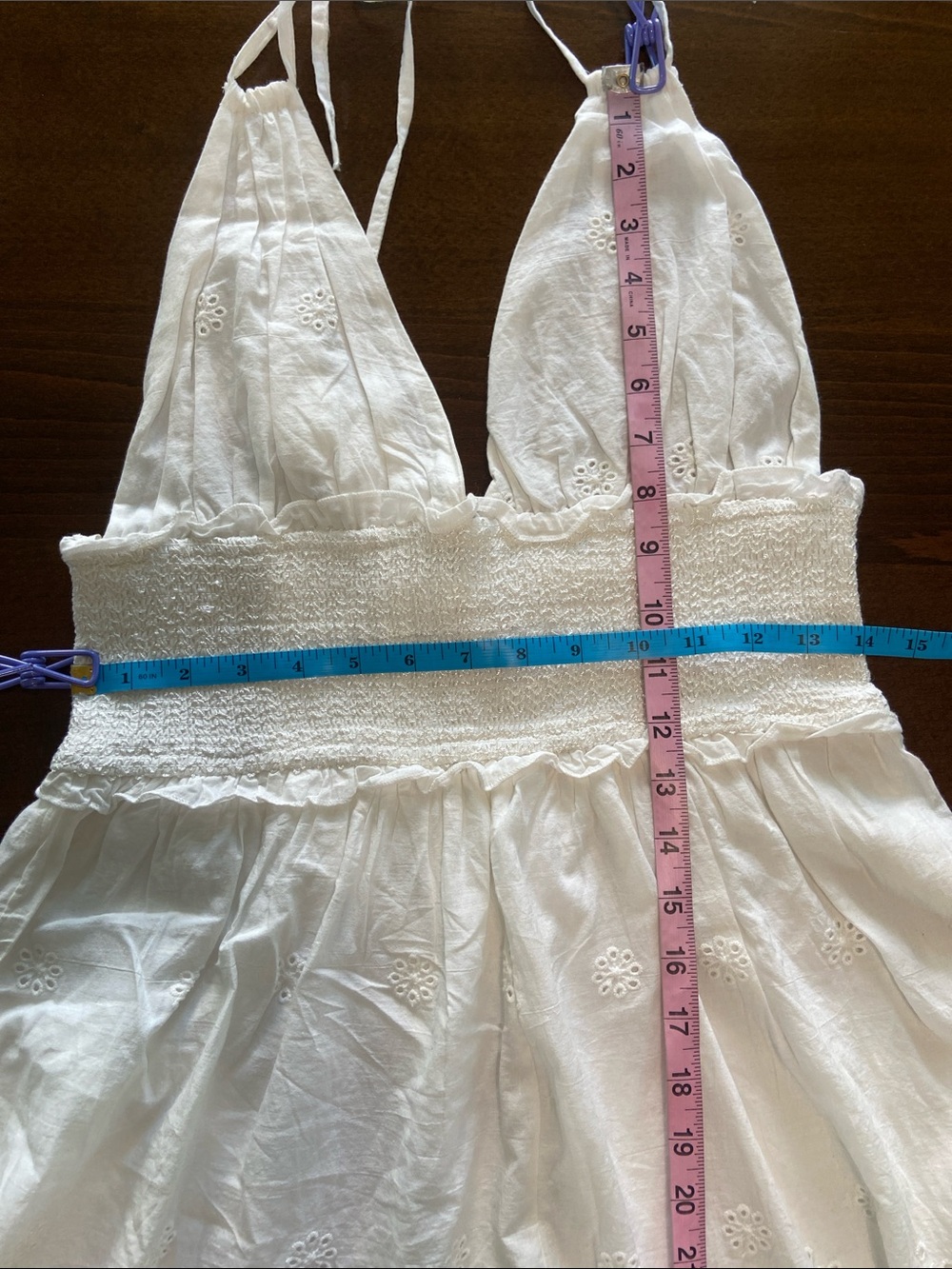 Urban Outfitters Millie White Eyelet Smocked Romper, size L. NWT - Picture 9 of 16